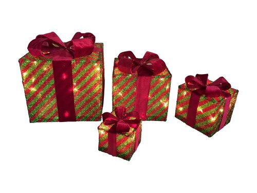 LED glitter giftbox maat L 20L rood/groen incl. timer excl. 3xAA - afbeelding 2