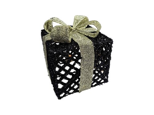 LED glitter giftbox maat L 20L zwart/goud