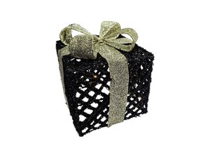 LED glitter giftbox maat L 20L zwart/goud