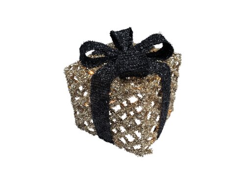 LED glitter giftbox maat M 15L goud/zwart