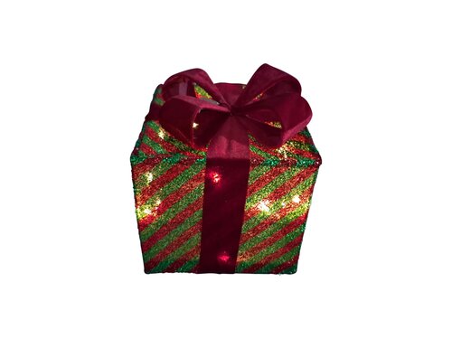 LED glitter giftbox maat M 15L rood/groen incl. timer excl. 3xAA - afbeelding 1