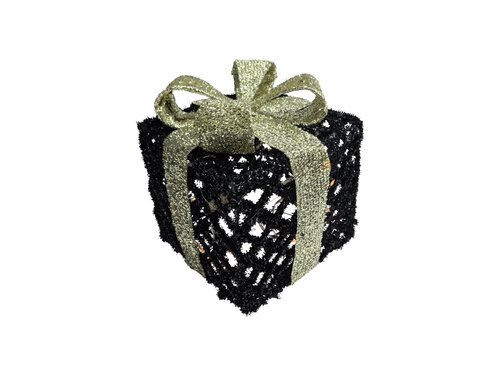 LED glitter giftbox maat M 15L zwart/goud