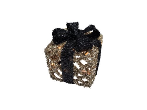 LED glitter giftbox maat S 10L goud/zwart