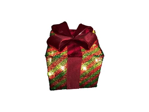 LED glitter giftbox maat S 10L rood/groen incl. timer excl. 3xAA