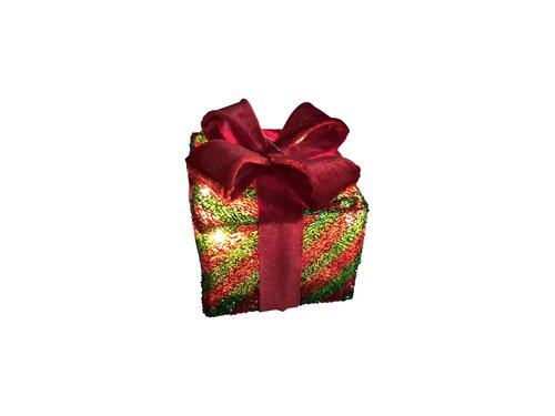 LED glitter giftbox maat XS 7L rood/groen incl. timer excl. 3xAA