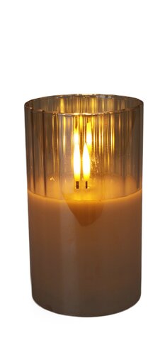 Led kaars in glas amber - D 12,5 cm - afbeelding 2