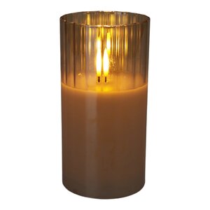 Led kaars in glas amber - D 15 cm - afbeelding 1