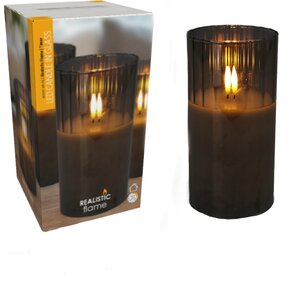 Led kaars in glas grijs - D 12,5 cm - afbeelding 1