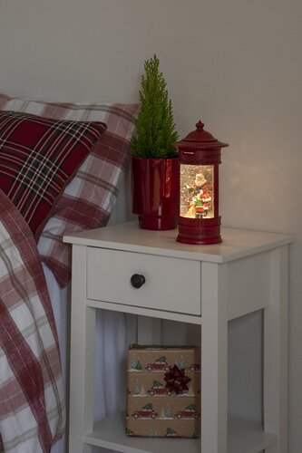 LED kerstlantaarn brievenbus met kerstman, kindje en een hond. - afbeelding 2