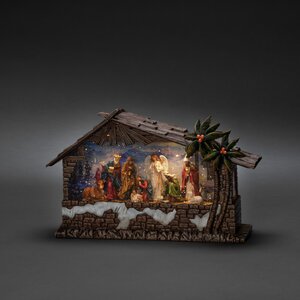 LED kerststal, watergevuld, 3L warmwit, BOT/USB 5u timer - afbeelding 1