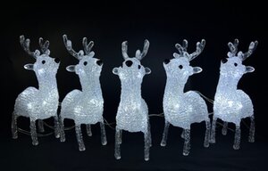 LEDacryl 5x rendier B 11 x H 20 cm 5x8L BO timer IP44 excl. 3xAA