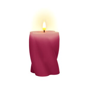 LEDkaars wax 'twist' D 7,5 x H 10 cm - fuchsia