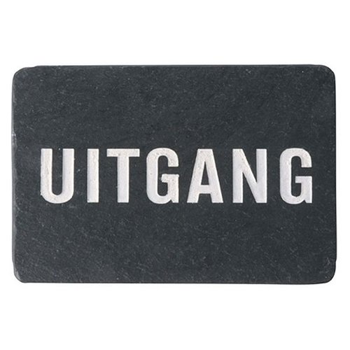 Leisteen deurplaat tekst uitgang