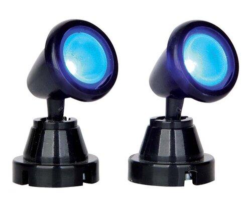 Lemax accessoires Round spot light, blauw, set van 2