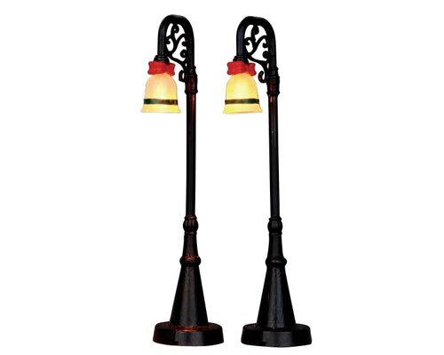 Lemax kerstdorpminiatuur Bell ornament lamp post, set van 2