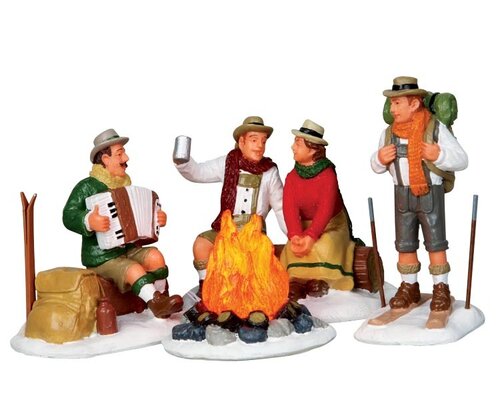 Lemax kerstdorpminiatuur Caddington Village Alpine ski party, set van 4