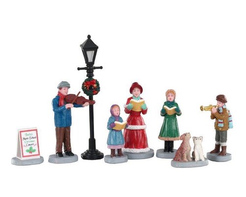 Lemax kerstdorpminiatuur Caddington Village Baily's music school carolers, set van 8