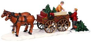 Lemax kerstdorpminiatuur Caddington Village Christmas tree wagon, set van 2