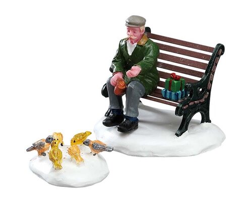 Lemax kerstdorpminiatuur Caddington Village Feeding pigeons, set van 2