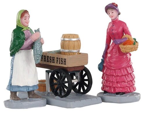 Lemax kerstdorpminiatuur Caddington Village Fresh fish for sale, set van 3