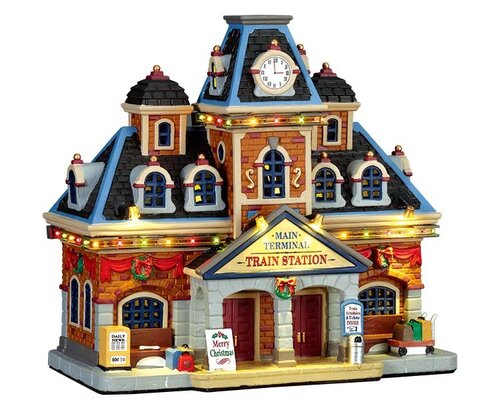 Lemax kerstdorpminiatuur Caddington Village Main terminal train station