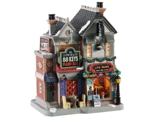 Lemax kerstdorpminiatuur Caddington Village Mr. Pete's 88 keys piano bar 