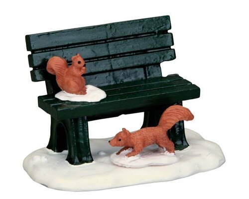 Lemax kerstdorpminiatuur Caddington Village Park bench in winter