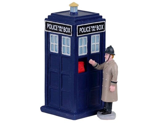 Lemax kerstdorpminiatuur Caddington Village Police call box, set van 2