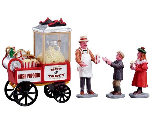 Lemax kerstdorpminiatuur Caddington Village Popcorn seller, set van 4