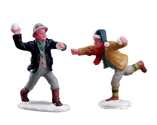 Lemax kerstdorpminiatuur Caddington Village Snowball fun, set van 2