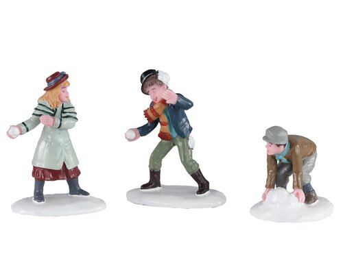 Lemax kerstdorpminiatuur Caddington Village Snowball skirmish, set van 3