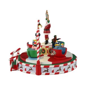 Lemax kerstdorpminiatuur Carnival Village Santa's peppermint teacup spinner - afbeelding 3