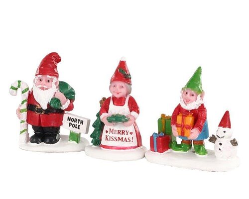 Lemax kerstdorpminiatuur Christmas garden gnomes, set van 3