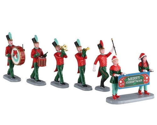 Lemax kerstdorpminiatuur Christmas on parade, set van 6