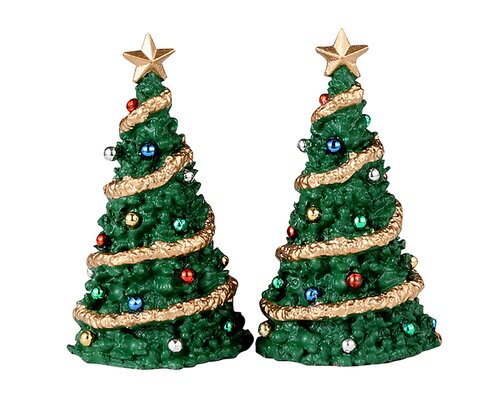 Lemax kerstdorpminiatuur Classic Christmas tree, set van 2