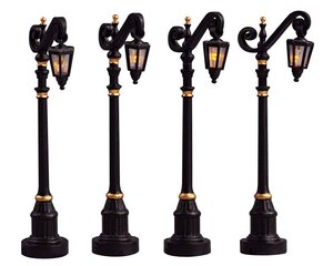 Lemax kerstdorpminiatuur Colonial street lamp, set van 4