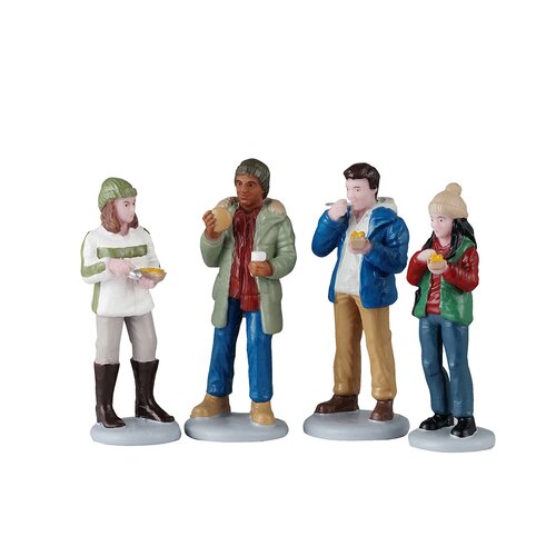 Lemax kerstdorpminiatuur Food truck patrons, set van 4