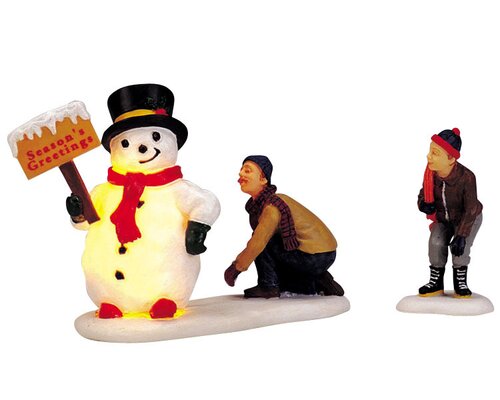 Lemax kerstdorpminiatuur Frosty's friendly greeting, set van 2
