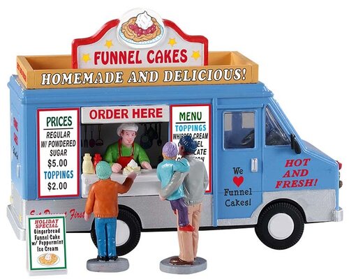 Lemax kerstdorpminiatuur Funnel cakes food truck, set van 4