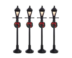 Lemax kerstdorpminiatuur Gas lantern street lamp, set van 4