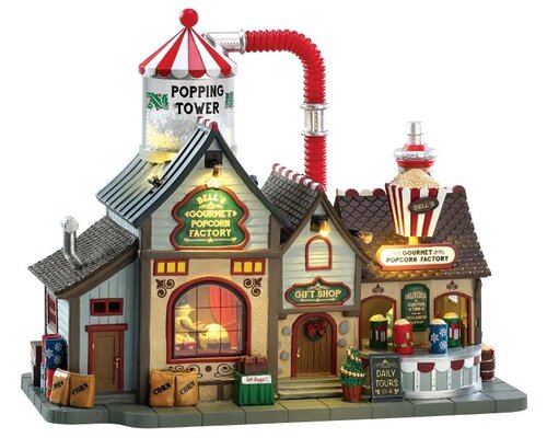 Lemax kerstdorpminiatuur Harvest Crossing Bell's gourmet popcorn factory