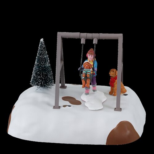 Lemax kerstdorpminiatuur Harvest Crossing Puppy gets a swing ride