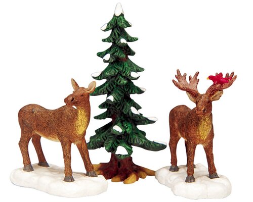 Lemax kerstdorpminiatuur Mr and mrs Moose, set van 3