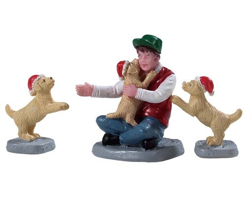 Lemax kerstdorpminiatuur New puppies, set van 3