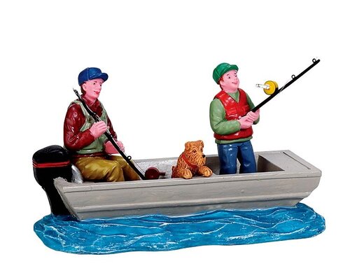 Lemax kerstdorpminiatuur Plymouth Corners Family fishing trip
