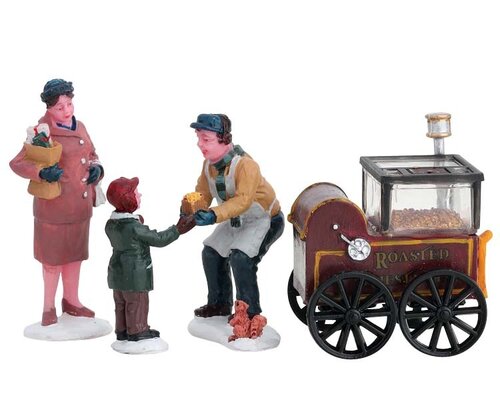 Lemax kerstdorpminiatuur Roasted chestnut stand, set/4