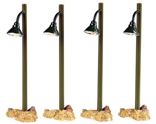 Lemax kerstdorpminiatuur Rustic street lamp, set van 4