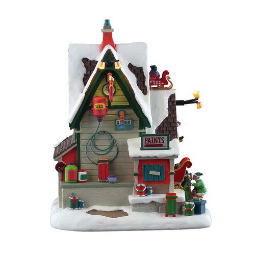 Lemax kerstdorpminiatuur Santa's Wonderland The elf service sleigh & sled repair - afbeelding 2