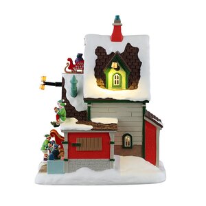 Lemax kerstdorpminiatuur Santa's Wonderland The elf service sleigh & sled repair - afbeelding 3