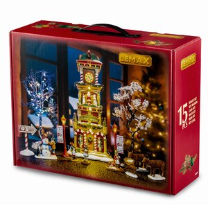 Lemax kerstdorpminiatuur Santa's Wonderland The Village Square clock tower set - afbeelding 1